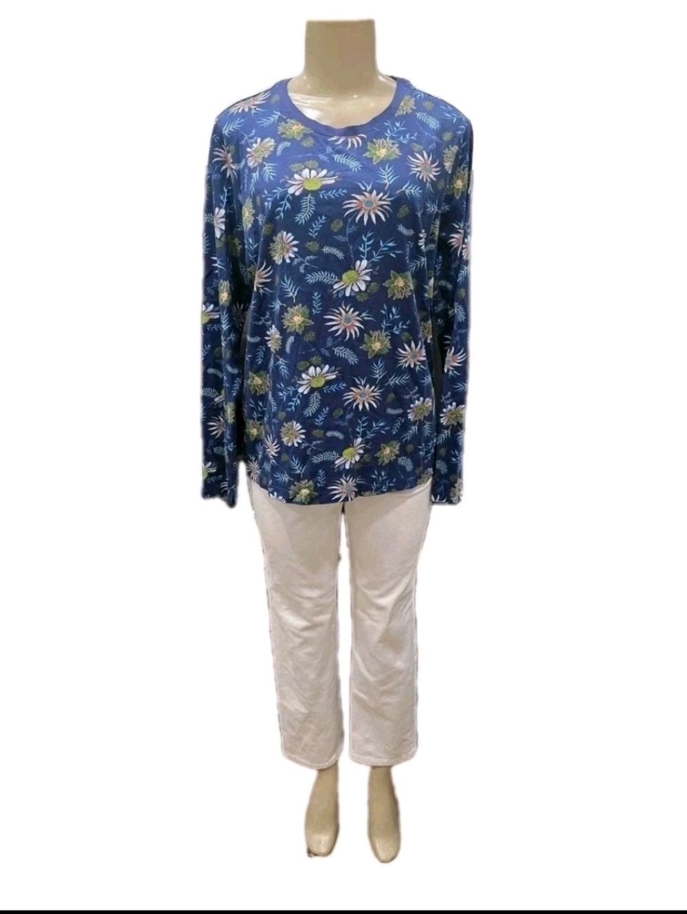Lands End Women's Tops Petites Long Sleeve Floral Size M